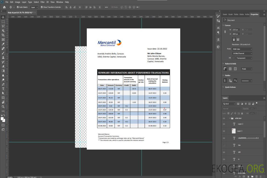 Modèle de relevé bancaire Venezuela Mercantil au format Word et PDF template Modèle de relevé bancaire Venezuela Mercantil au format Word et PDF template